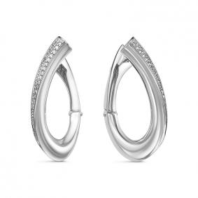 Серьги из белого золота КЮЗ Del'ta Dд120522рб с бриллиантом Dд120522рб фото