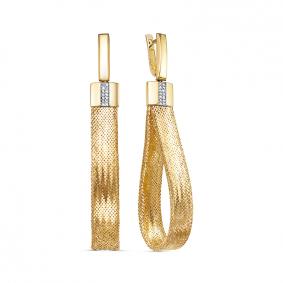 Серьги из лимонного золота КЮЗ Del'ta Dд120560рл с бриллиантом Dд120560рл фото