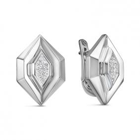 Серьги из белого золота КЮЗ Del'ta Dд120600рб с бриллиантом Dд120600рб фото