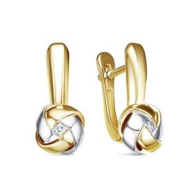 Серьги из лимонного золота КЮЗ Del'ta Dд120603рл с бриллиантом Dд120603рл фото