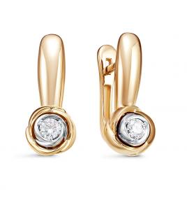 Золотые серьги КЮЗ Del'ta Dд120658р с бриллиантом Dд120658р фото