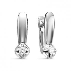 Серьги из белого золота КЮЗ Del'ta Dд120660рб с бриллиантом Dд120660рб фото