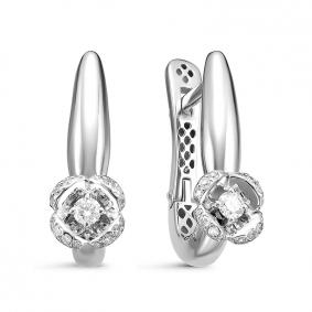 Серьги из белого золота КЮЗ Del'ta Dд120661рб с бриллиантом Dд120661рб фото