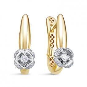 Серьги из лимонного золота КЮЗ Del'ta Dд120661рл с бриллиантом Dд120661рл фото