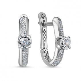 Серьги из белого золота КЮЗ Del'ta Dд120667рб с бриллиантом Dд120667рб фото