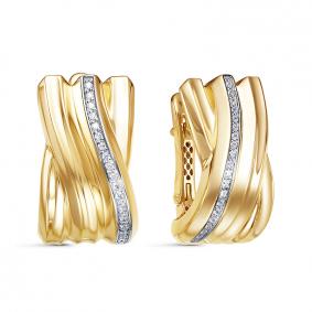 Серьги из лимонного золота КЮЗ Del'ta Dд120668рл с бриллиантом Dд120668рл фото