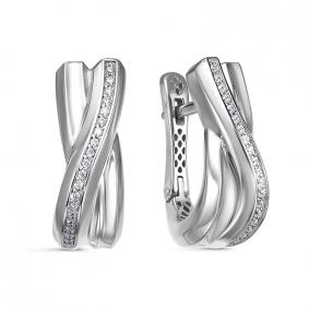 Серьги из белого золота КЮЗ Del'ta Dд120669рб с бриллиантом Dд120669рб фото