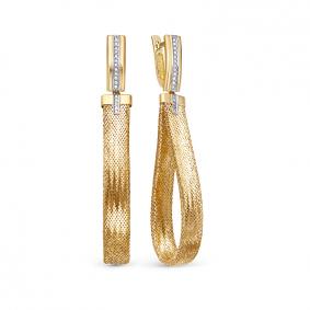 Серьги из лимонного золота КЮЗ Del'ta Dд120671рл с бриллиантом Dд120671рл фото