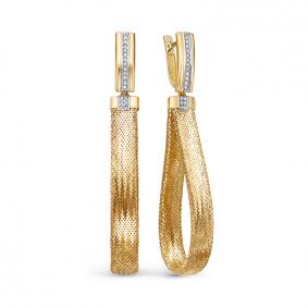 Серьги из лимонного золота КЮЗ Del'ta Dд120672рл с бриллиантом Dд120672рл фото