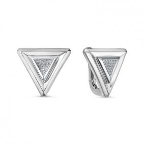 Серьги из белого золота КЮЗ Del'ta Dд120678рб с бриллиантом Dд120678рб фото