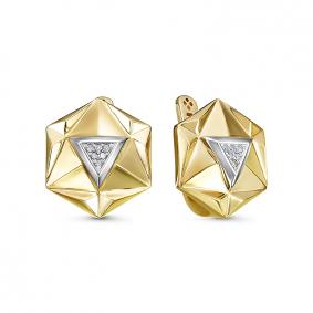 Серьги из лимонного золота КЮЗ Del'ta Dд120679рл с бриллиантом Dд120679рл фото