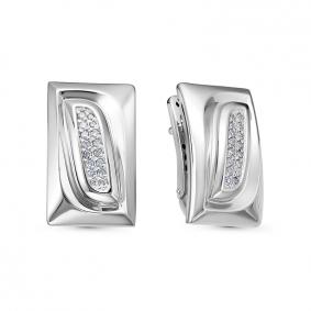 Серьги из белого золота КЮЗ Del'ta Dд120682рб с бриллиантом Dд120682рб фото