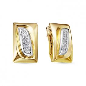 Серьги из лимонного золота КЮЗ Del'ta Dд120682рл с бриллиантом Dд120682рл фото