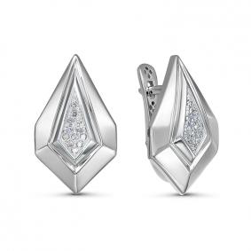 Серьги из белого золота КЮЗ Del'ta Dд120686рб с бриллиантом Dд120686рб фото