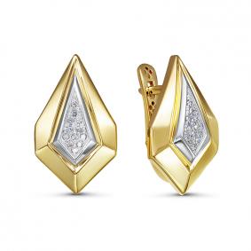 Серьги из лимонного золота КЮЗ Del'ta Dд120686рл с бриллиантом Dд120686рл фото