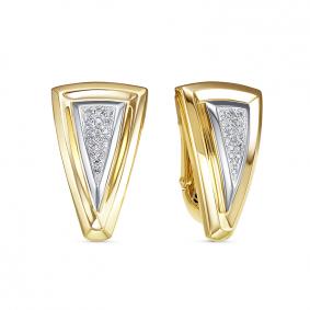 Серьги из лимонного золота КЮЗ Del'ta Dд120688рл с бриллиантом Dд120688рл фото