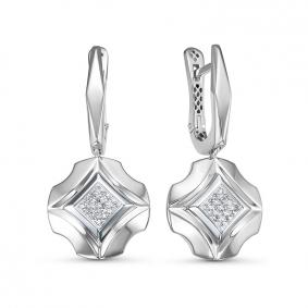 Серьги из белого золота КЮЗ Del'ta Dд120690рб с бриллиантом Dд120690рб фото