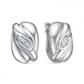 Серьги из белого золота КЮЗ Del'ta Dд120692рб с бриллиантом Dд120692рб фото