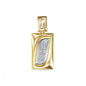 Подвеска из лимонного золота КЮЗ Del'ta Dд130682рл с бриллиантом Dд130682рл фото