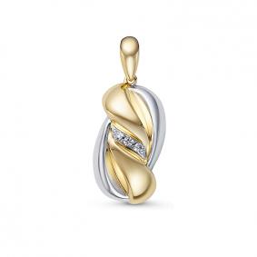 Золотая подвеска КЮЗ Del'ta Dд130694рл с бриллиантом Dд130694рл фото