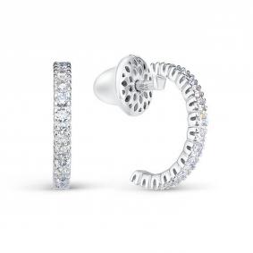 Серьги из белого золота КЮЗ Del'ta Dд1501636рб с бриллиантом Dд1501636рб фото