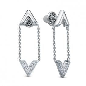 Серьги из белого золота КЮЗ Del'ta Dд1501718рб с бриллиантом Dд1501718рб фото