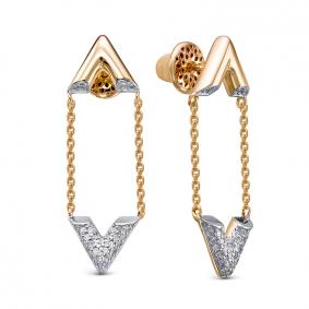 Серьги из лимонного золота КЮЗ Del'ta Dд1501718рл с бриллиантом Dд1501718рл фото