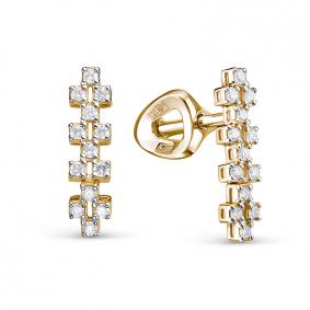 Серьги из лимонного золота КЮЗ Del'ta Dд1501828рл с бриллиантом Dд1501828рл фото