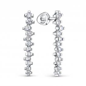 Серьги из белого золота КЮЗ Del'ta Dд1501874рб с бриллиантом Dд1501874рб фото