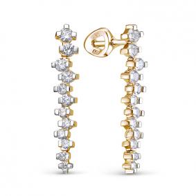 Серьги из лимонного золота КЮЗ Del'ta Dд1501874рл с бриллиантом Dд1501874рл фото