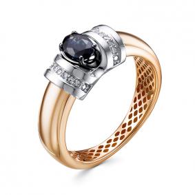Золотое кольцо КЮЗ Del'ta Dд2101508р с бриллиантом и сапфиром Dд2101508р фото