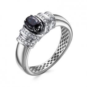 Кольцо из белого золота КЮЗ Del'ta Dд2101509рб с бриллиантом и сапфиром Dд2101509рб фото