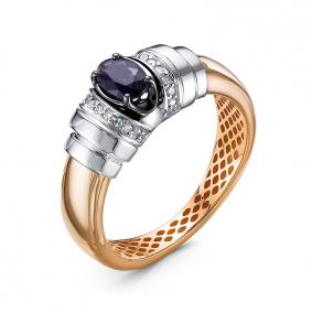 Золотое кольцо КЮЗ Del'ta Dд2101510р с бриллиантом и сапфиром Dд2101510р фото