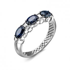 Кольцо из белого золота КЮЗ Del'ta Dд2101512рб с бриллиантом и сапфиром Dд2101512рб фото