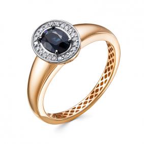 Золотое кольцо КЮЗ Del'ta Dд2101517р с бриллиантом и сапфиром Dд2101517р фото