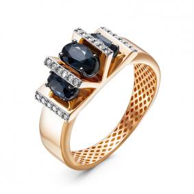 Золотое кольцо КЮЗ Del'ta Dд210412р с бриллиантом и сапфиром Dд210412р фото