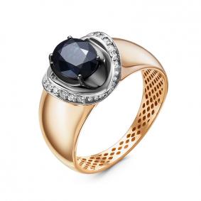 Золотое кольцо КЮЗ Del'ta Dд210414р с бриллиантом и сапфиром Dд210414р фото
