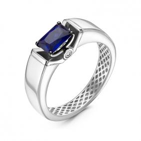 Золотое кольцо КЮЗ Del'ta Dд210423гтрб с бриллиантом и сапфировым корундом Dд210423гтрб фото