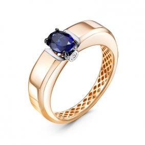 Золотое кольцо КЮЗ Del'ta Dд210424гтр с бриллиантом и сапфиром Dд210424гтр фото