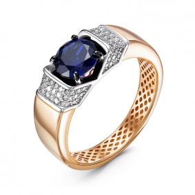 Золотое кольцо КЮЗ Del'ta Dд210508гтр с бриллиантом и сапфировым корундом Dд210508гтр фото