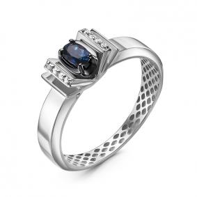 Кольцо из белого золота КЮЗ Del'ta Dд211488рб с бриллиантом и сапфиром Dд211488рб фото
