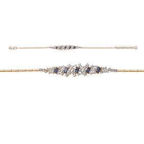 Золотой браслет КЮЗ Del'ta Dд2771903р с бриллиантом и сапфиром Dд2771903р фото