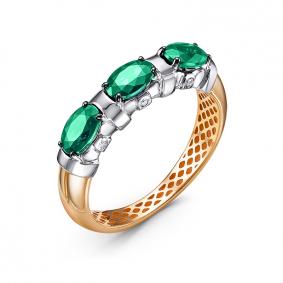 Золотое кольцо КЮЗ Del'ta Dд3101512р с бриллиантом и изумрудом Dд3101512р фото