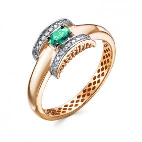 Золотое кольцо КЮЗ Del'ta Dд3101522р с бриллиантом и изумрудом Dд3101522р фото
