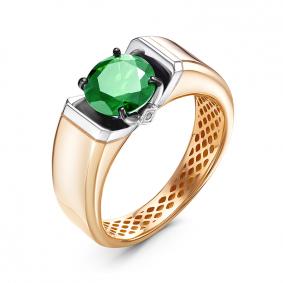 Золотое кольцо КЮЗ Del'ta Dд310521гтр с бриллиантом и гидротермальным изумрудом Dд310521гтр фото