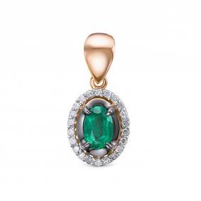 Золотая подвеска КЮЗ Del'ta Dд3301734р с бриллиантом и изумрудом Dд3301734р фото