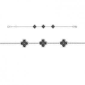 Золотой браслет КЮЗ Del'ta Dд7701715рб с чёрным бриллиантом Dд7701715рб фото