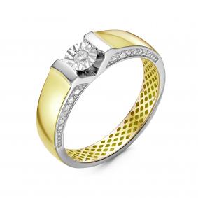 Кольцо из лимонного золота КЮЗ Del'ta Dди090010л с бриллиантом Dди090010л фото