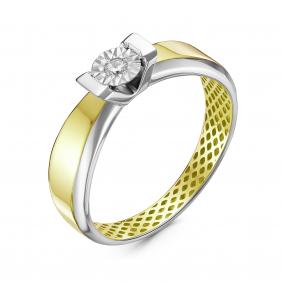 Кольцо из лимонного золота КЮЗ Del'ta Dди110001л с бриллиантом Dди110001л фото