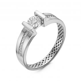 Кольцо из белого золота КЮЗ Del'ta Dди110005б с бриллиантом Dди110005б фото